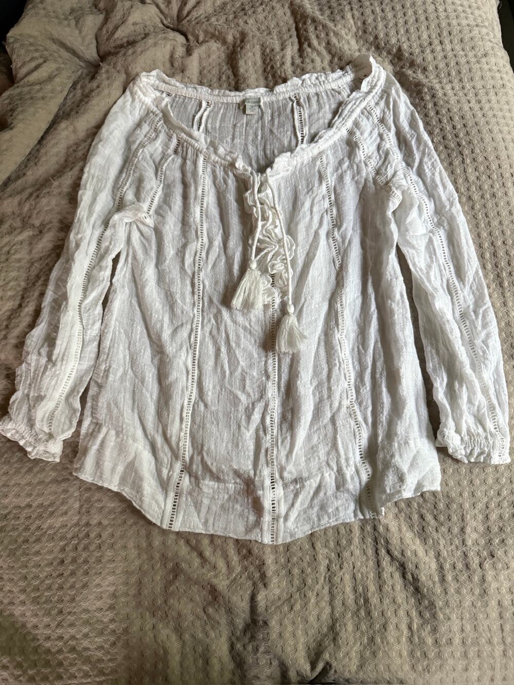 Sundance White Blouse with Tassels